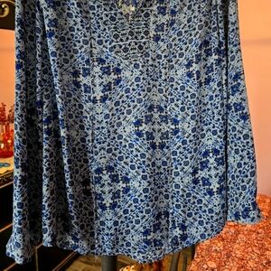 Blue Floral Blouse